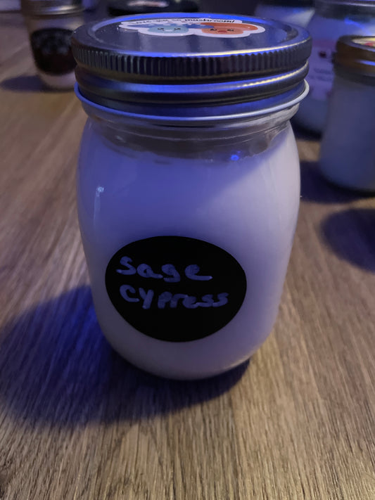 16oz Sage and Cypress fragrance soy wax candles